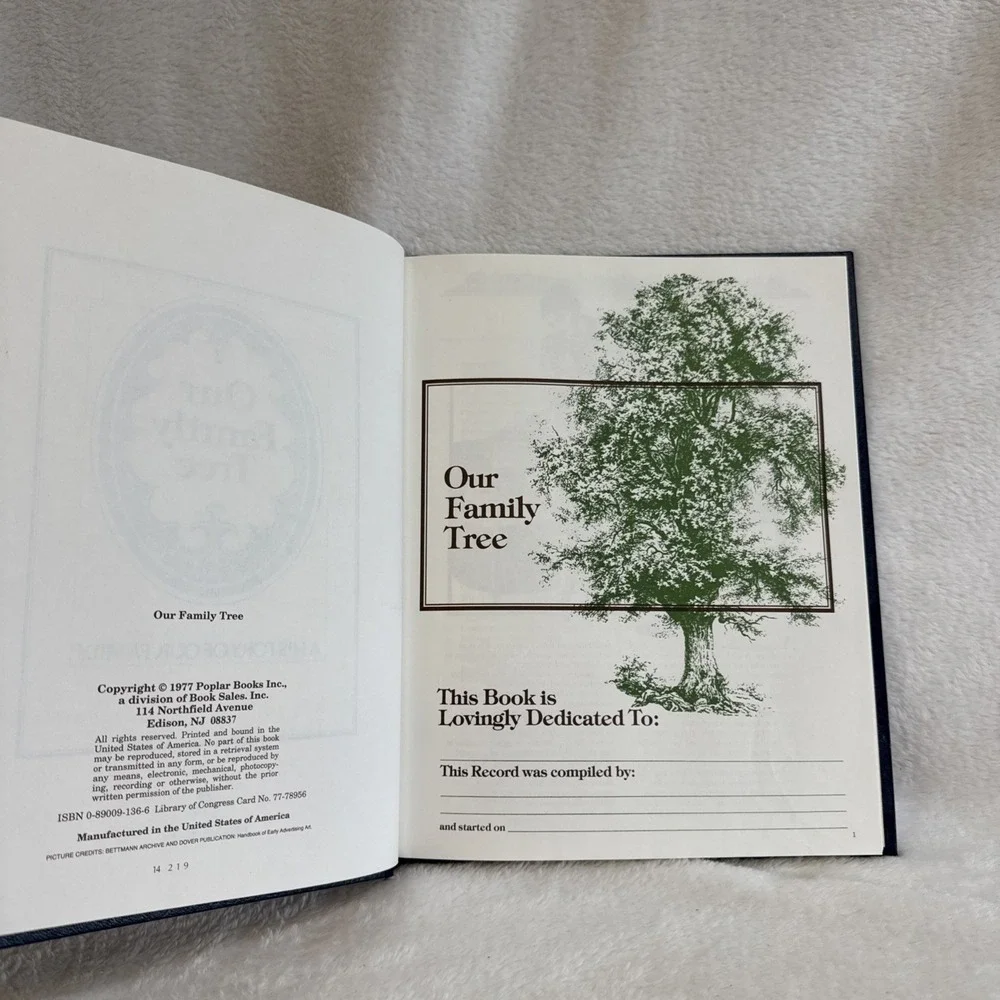 Our Family Tree A History of‎ Our Family Hardcover Genealogy Record Book 1977